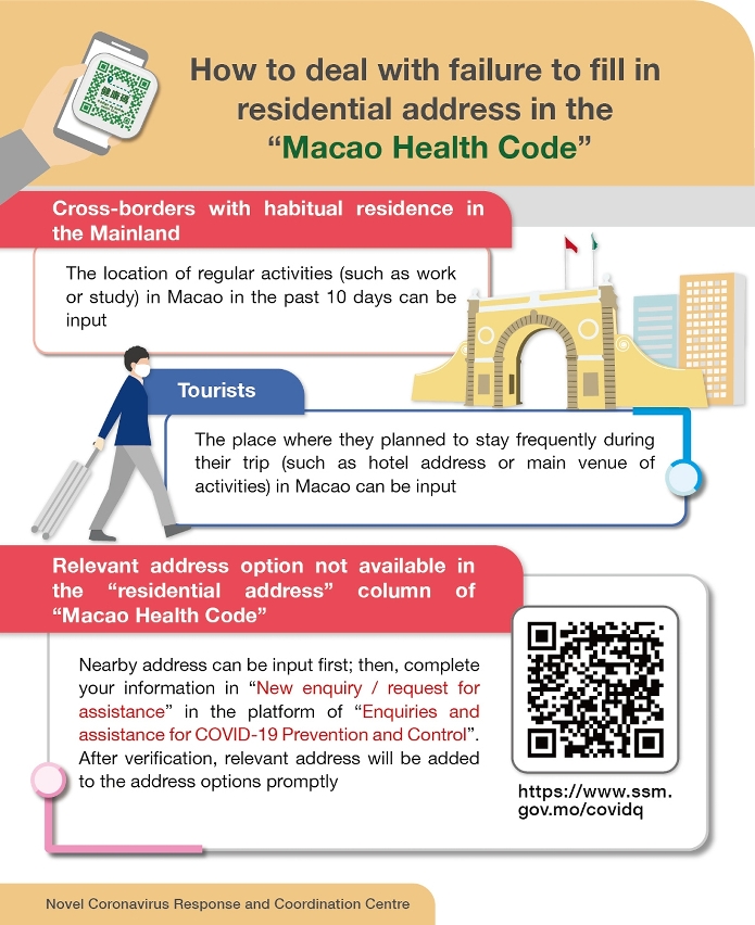 How to deal with failure to fill in residential address in the “Macao Health Code”