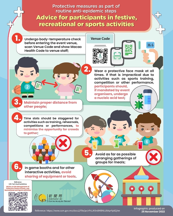 Advice for participants in festive, recreational or sports activities