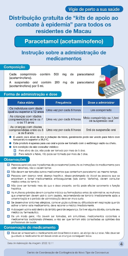 Programa de distribuição gratuita de “kits de apoio ao combate à epidemia para todos os residentes de Macau”4