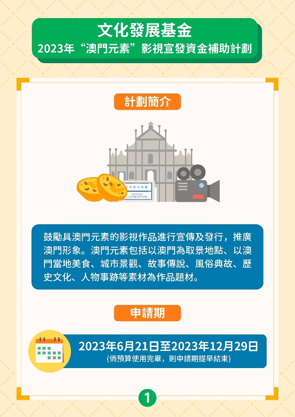 “澳門元素”影視宣發資金補助計劃 (1)