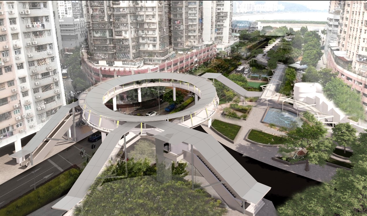 東北大馬路空中走廊工程效果圖-第三區行人天橋效果圖