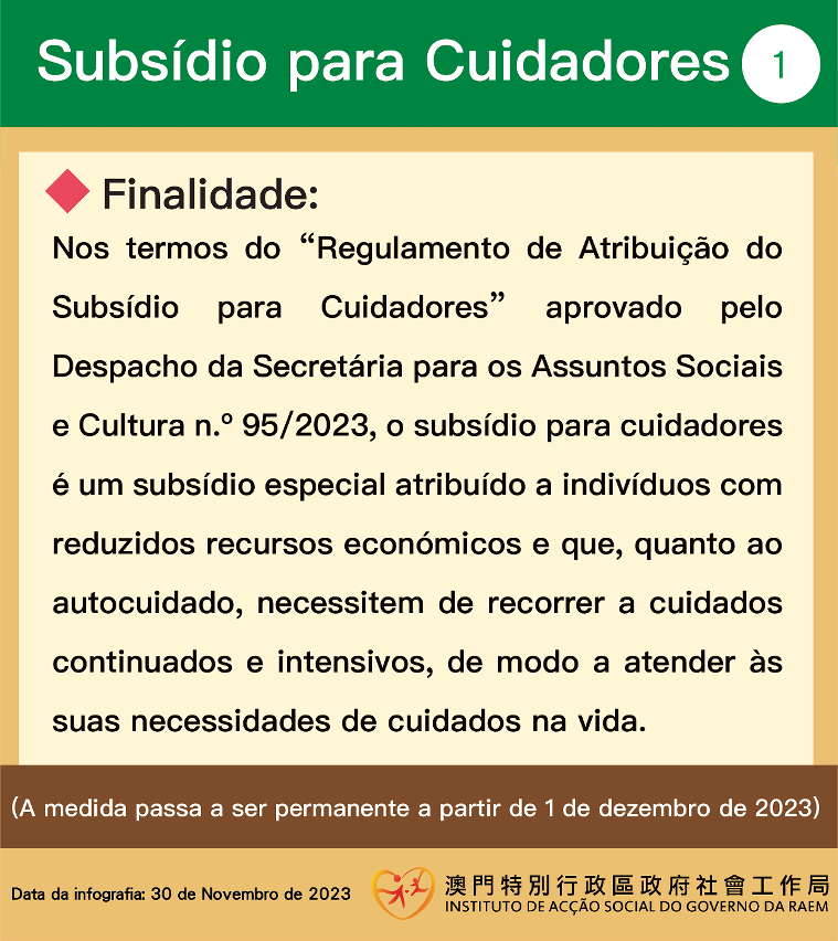 Infografia do subsídio para cuidadores