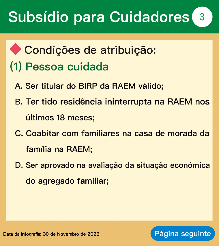 Infografia do subsídio para cuidadores