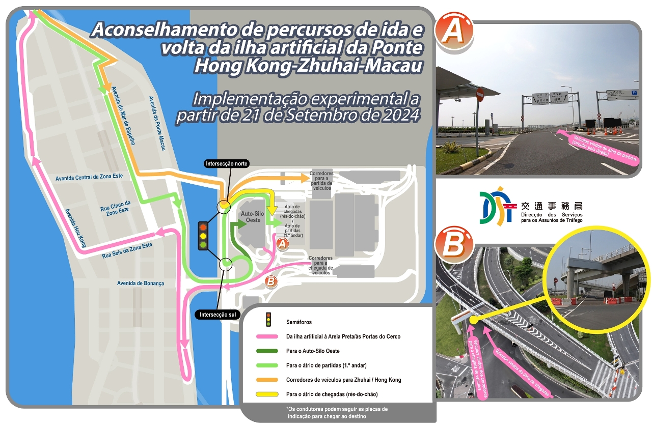 Aconselhamento de percursos de ida e volta da Ilha Artificial da Ponte Hong Kong-Zhuhai-Macau