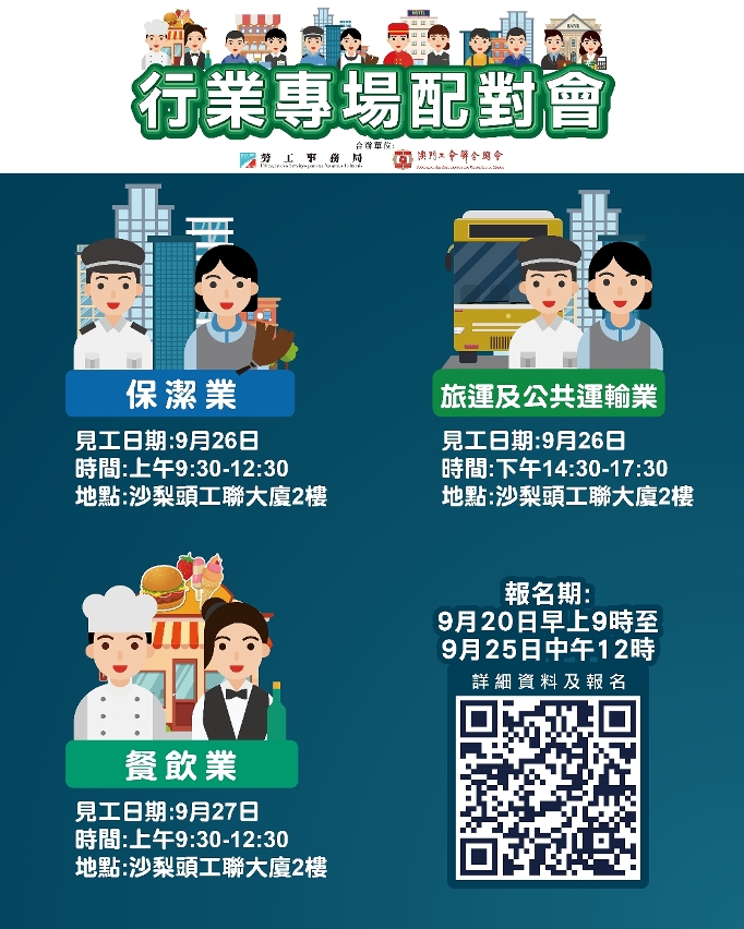 勞工局9月底舉辦3場配對會