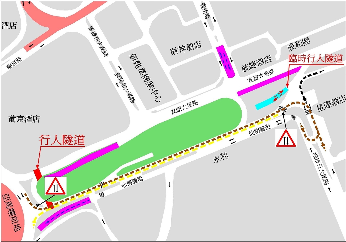仙德禮街臨時交通改動示意圖