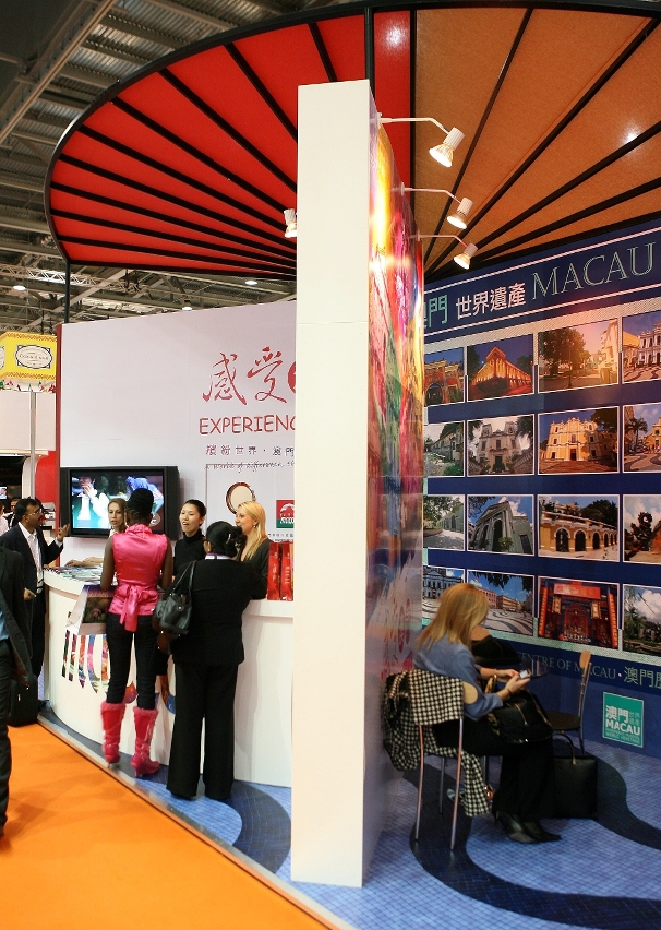 旅遊局的展台宣傳澳門的旅遊特色