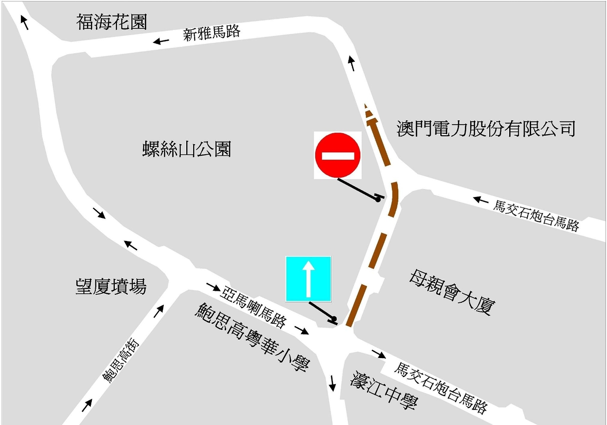 新雅馬路臨時交通改道示意圖