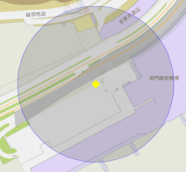澳門機場附近風險區域100米半徑範圍