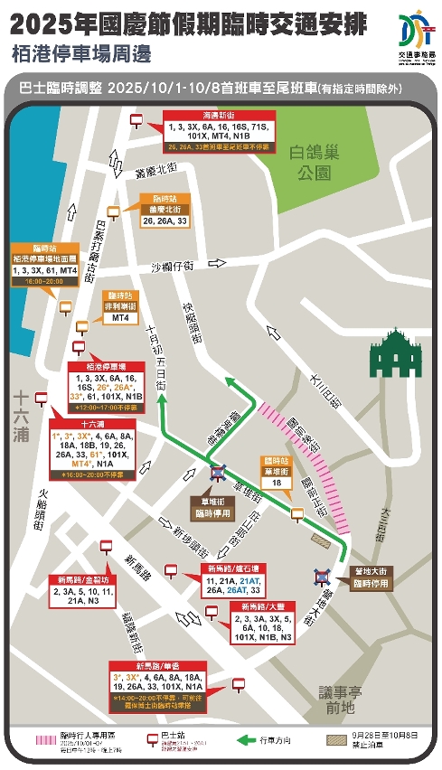 2025年国庆长假期栢港停车场周边临时交通措施