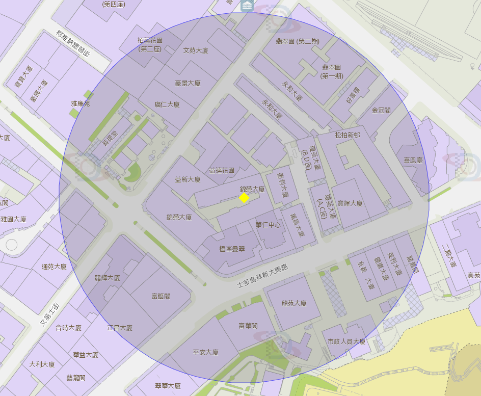 雅廉访大马路2号锦荣大厦附近风险区域100米半径范围