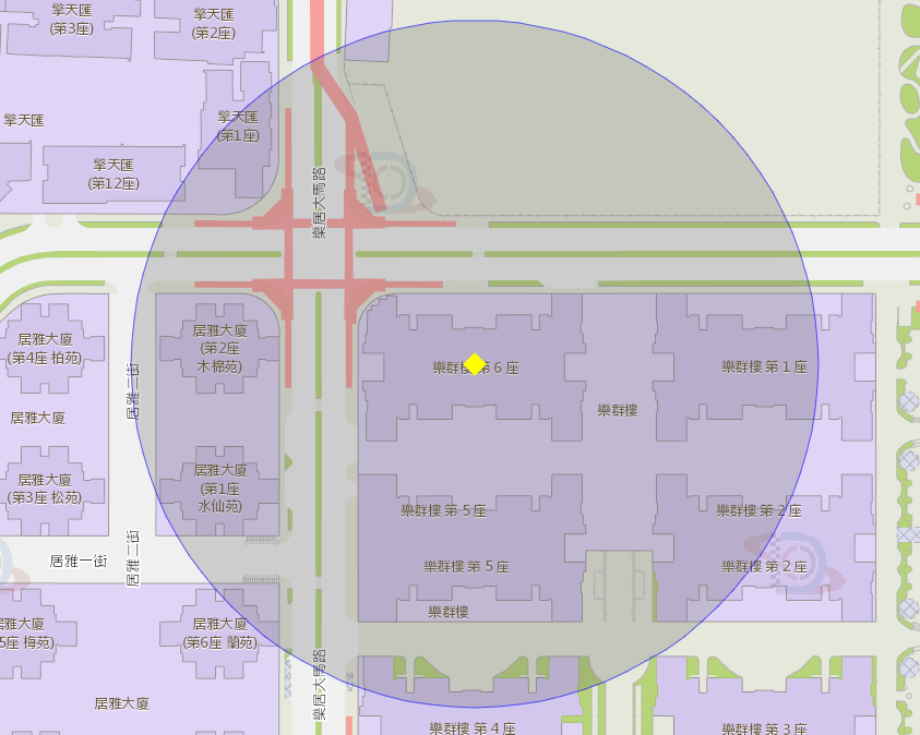 路环乐居大马路乐群楼第6座附近风险区域100米半径范围