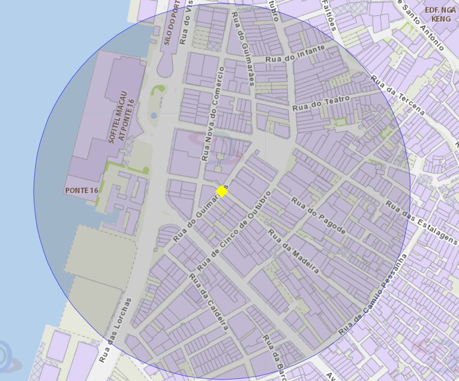 zona de risco com raio de 200 metros nas proximidades da rua da madeira