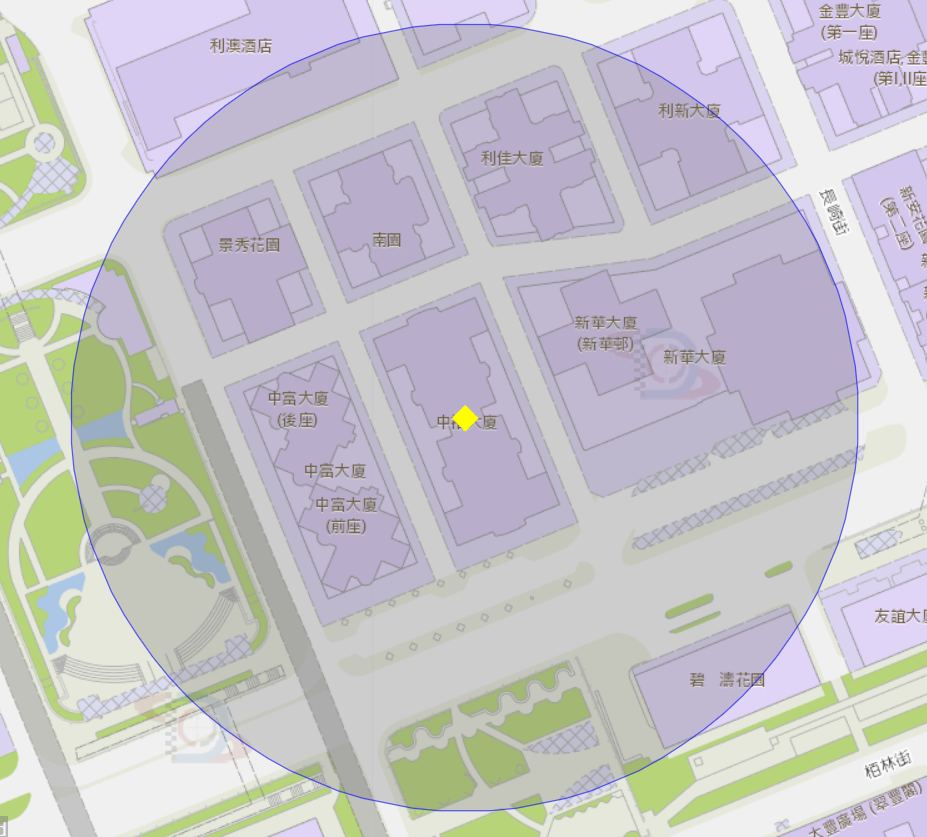 8. 友谊大马路中裕大厦附近风险区域100米半径范围