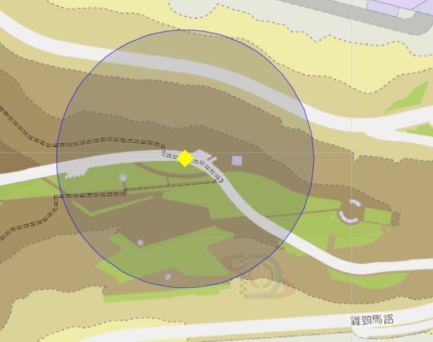 大潭山附近風險區域100米半徑範圍