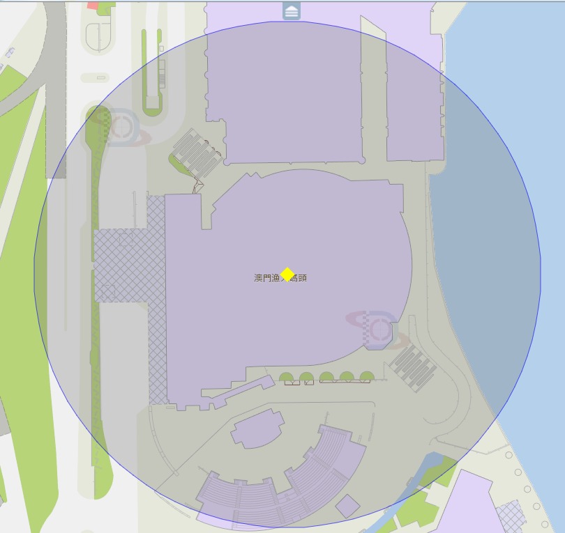 澳门渔人码头会议展览中心附近风险区域100米半径范围