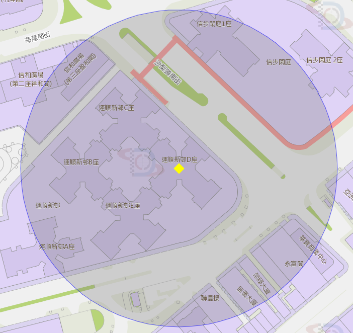 沙梨头南街121号运顺新邨d座附近风险区域100米半径范围