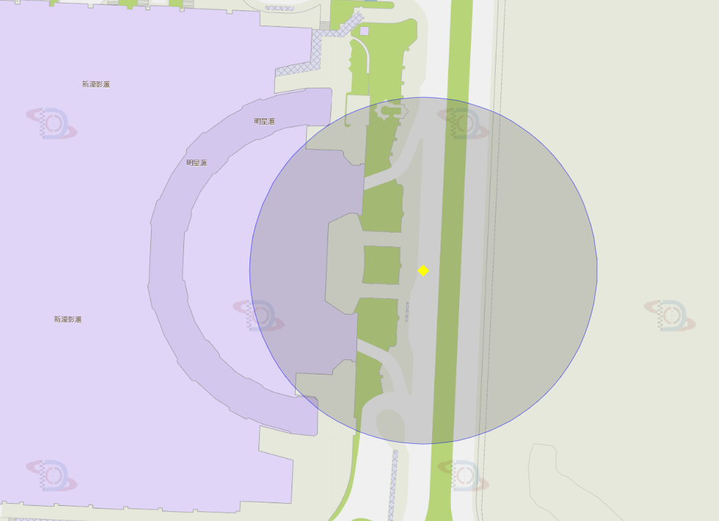 新濠影汇巴士站附近风险区域100米半径范围