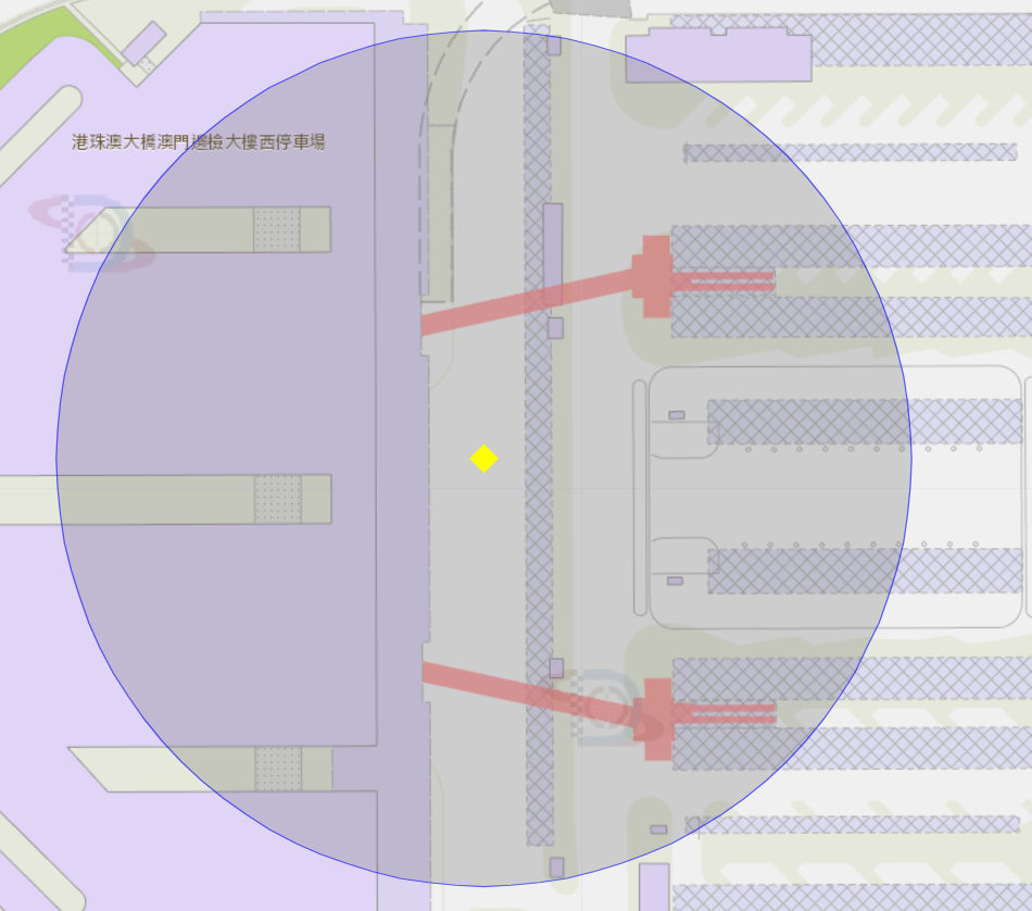 港珠澳大桥澳门口岸附近风险区域100米半径范围