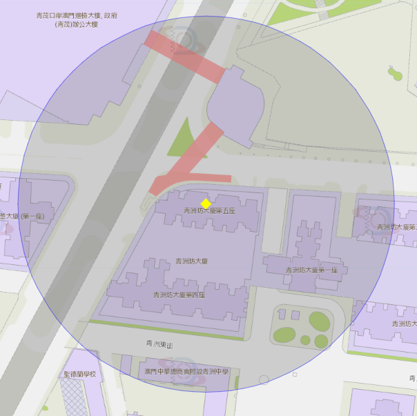 李宝椿街青洲坊大厦第五座附近风险区域100米半径范围