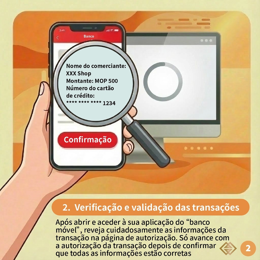 Verificação da aplicação do “banco móvel” para transações online mediante cartão bancário