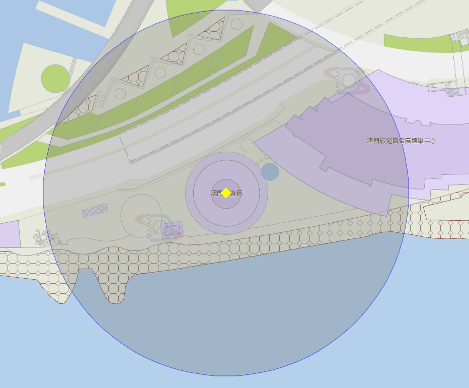 澳門旅遊塔附近風險區域100米半徑範圍