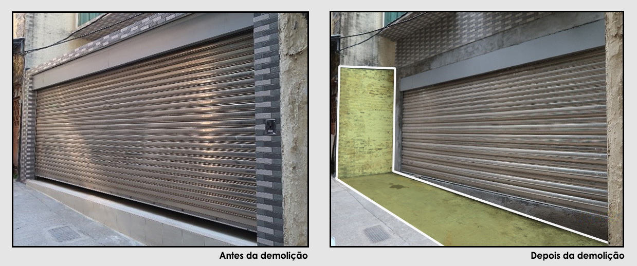 Comparação entre a situação anterior à reposição da área ocupada e a situação após a reposição