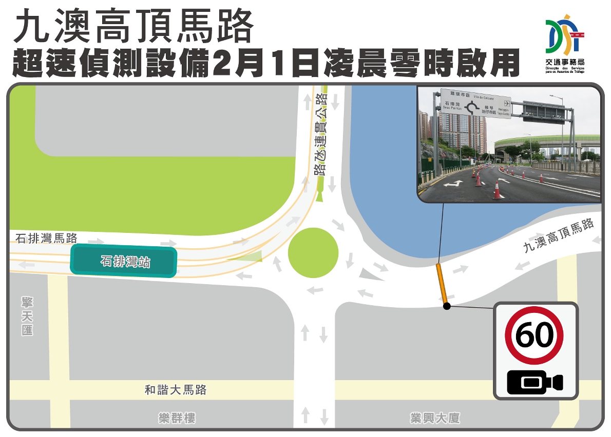 九澳高顶马路超速侦测设备2月1日凌晨零时启用