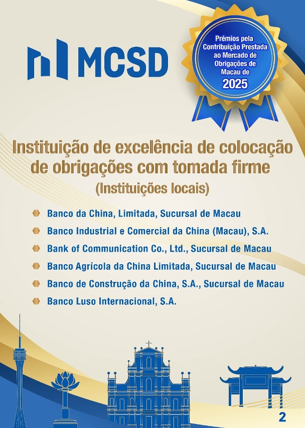 Lista de entidades premiadas nos Prémios de contribuição para o mercado de obrigações de Macau de 2025