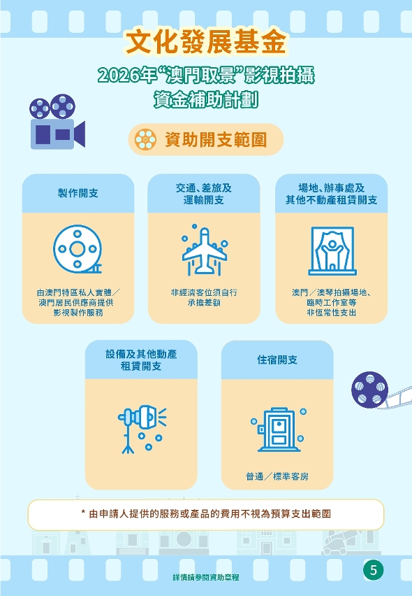 “澳門取景＂影視拍攝資金補助計劃 (5)