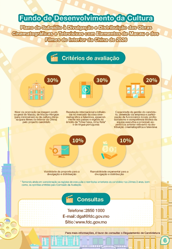 plano de subsídio à divulgação e distribuição das obras cinematográficas e televisivas com elementos de macau e dos filmes do interior da china (6)