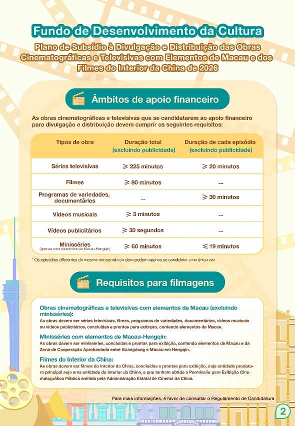 plano de subsídio à divulgação e distribuição das obras cinematográficas e televisivas com elementos de macau e dos filmes do interior da china (2)