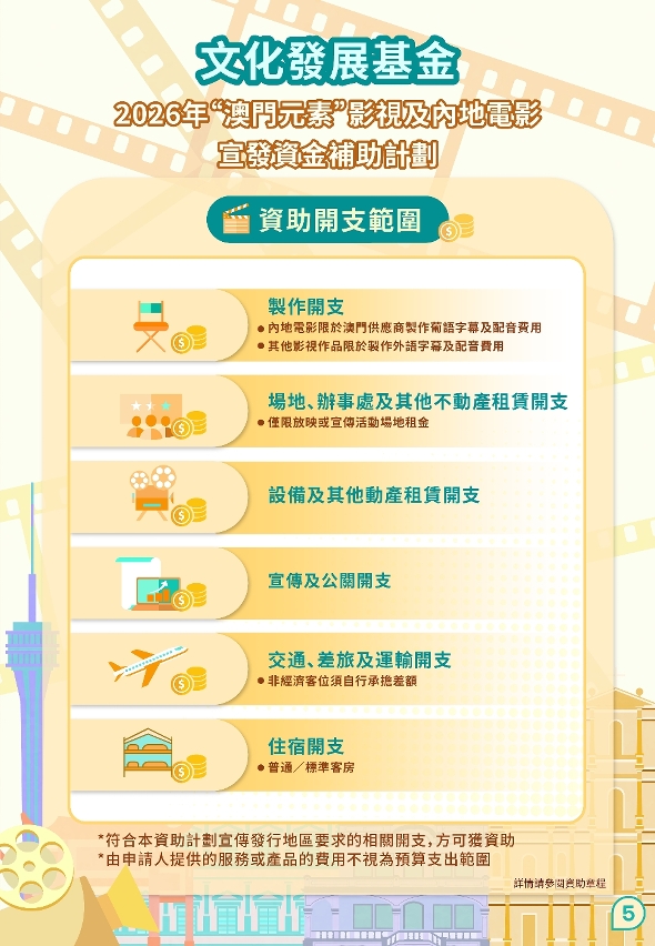 “澳門元素”影視及內地電影宣發資金補助計劃 (5)