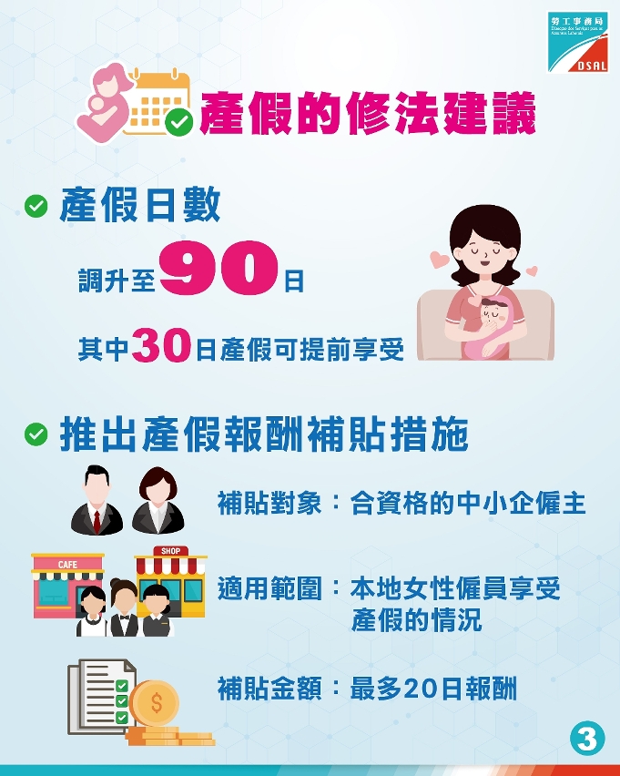 修改《勞動關係法》調升產假年假日數今（31）日起公開諮詢45天