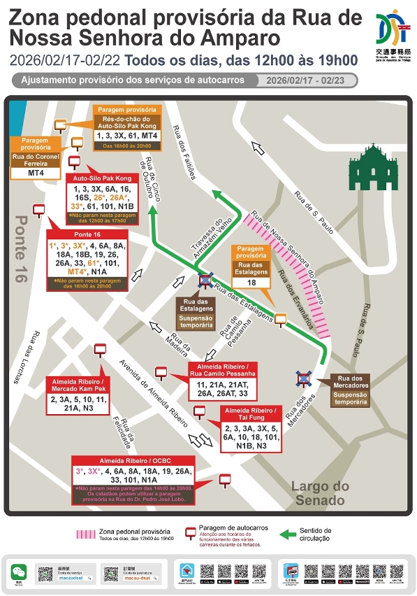 Disposição provisória de trânsito na zona pedonal temporária da rua de nossa senhora do amparo