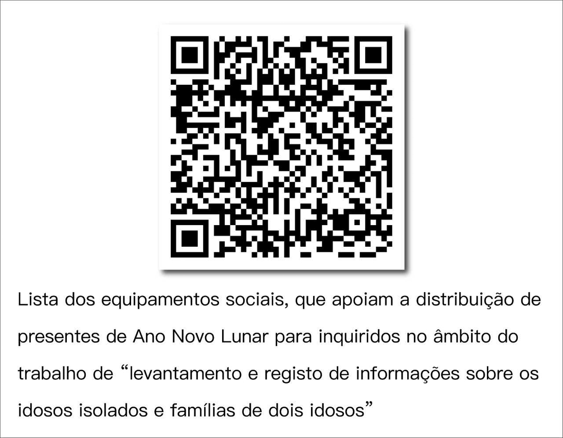 Lista dos equipamentos sociais, que apoiam a distribuição de presentes de Ano Novo Lunar para inquiridos no âmbito do trabalho de “levantamento e registo de informações sobre os idosos isolados e famílias de dois idosos”
