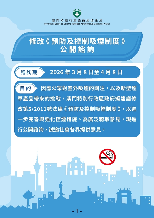 修改《預防及控制吸煙制度》公開諮詢相關內容圖文包
