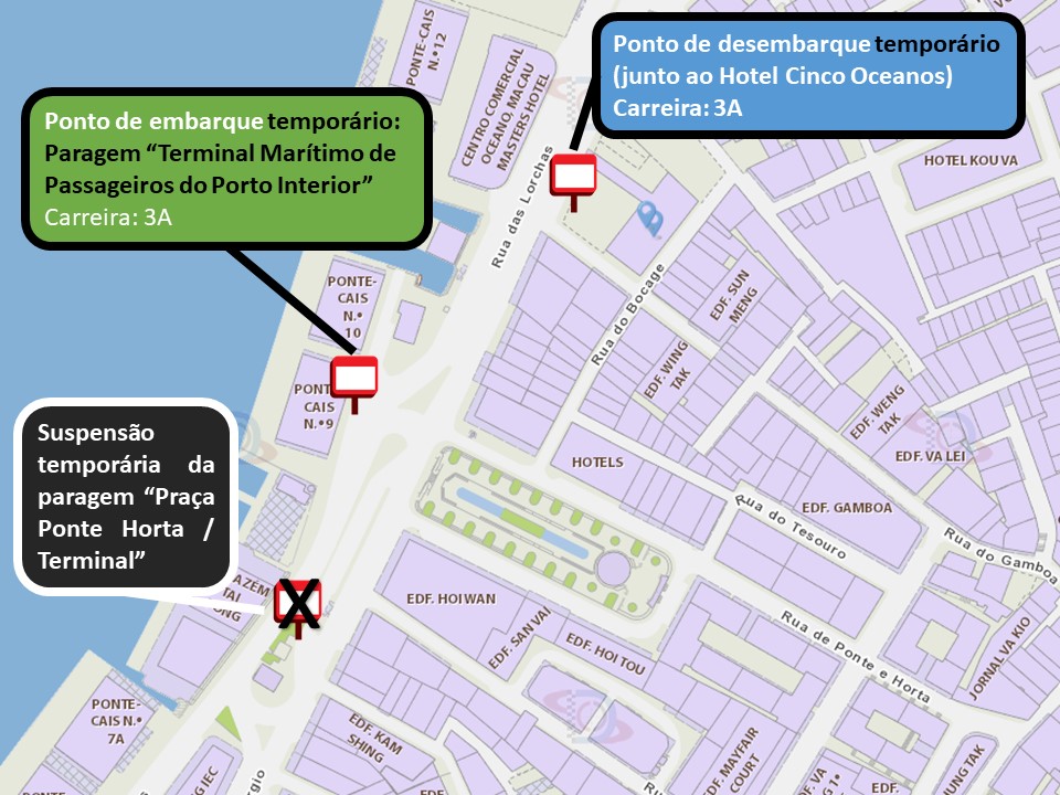 pontos de embarque e desembarque durante a suspensão temporária da paragem praça ponte horta_terminal a 14 de março