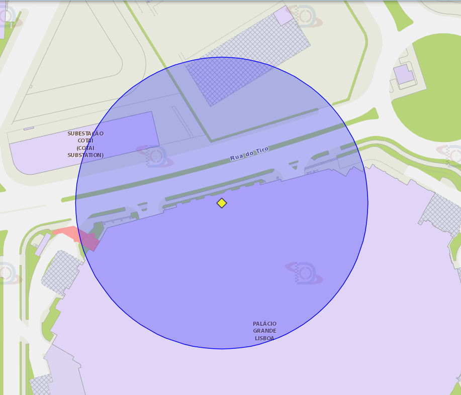 zona de risco com raio de 100 metros nas proximidades do grand lisboa palace resort macau