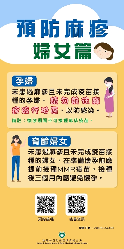未有麻疹免疫力的孕妇避免前往流行地区