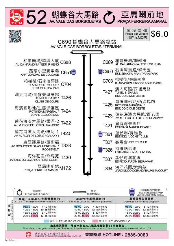 附圖5：路線指南（52路路線）
