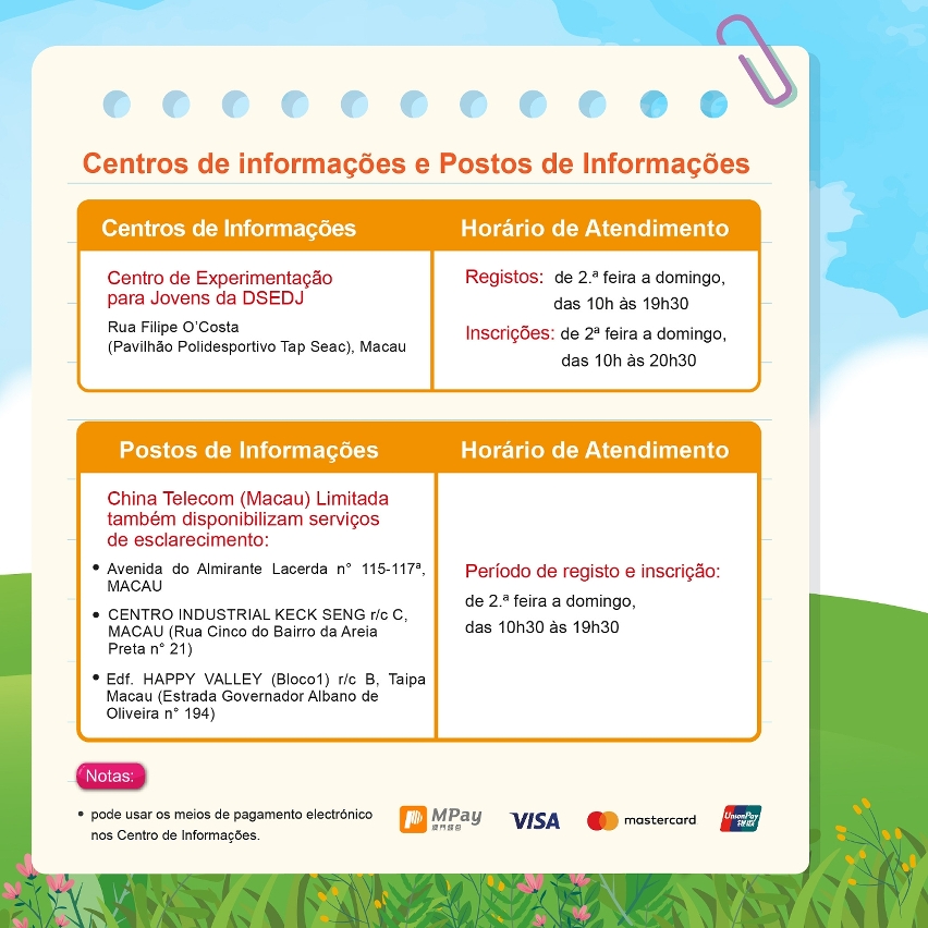 Infografia das Actividades de Férias 2026