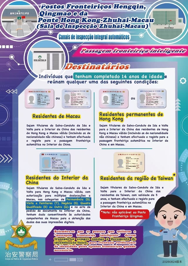 uma vez registado, é possível utilizar o serviço em três postos fronteiriços(1)