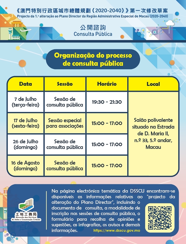 organização do processo de consulta pública sobre o projecto da 1.ª alteração ao plano director da região administrativa especial de macau (2020-2040)