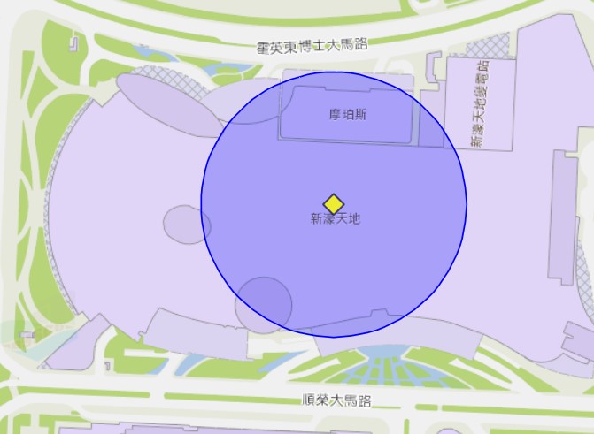 新濠天地附近风险区域100米半径范围