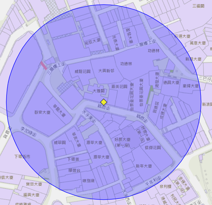 鵝眉街12號附近風險區域100米半徑範圍
