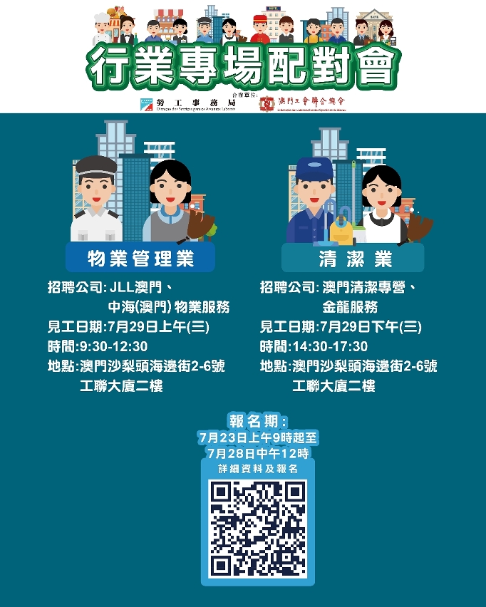 勞工局與工聯7月底舉辦兩場行業專場配對會