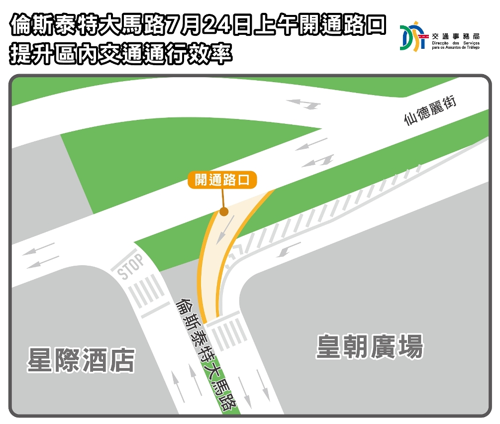 伦斯泰特大马路7月24日 开通路口 提升区内交通通行效率