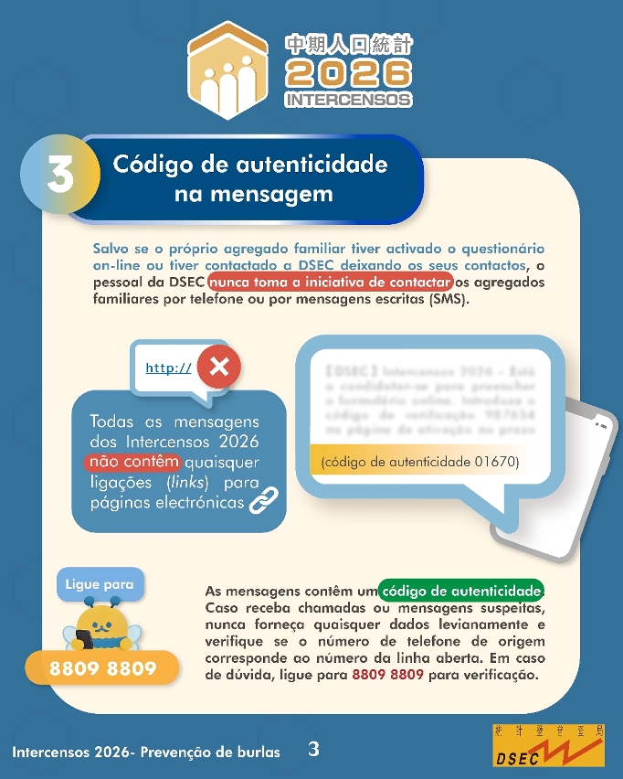 Intercensos 2026 - Prevenção de burlas
