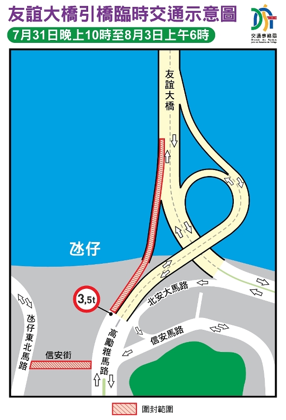 友誼大橋引橋臨時交通示意圖